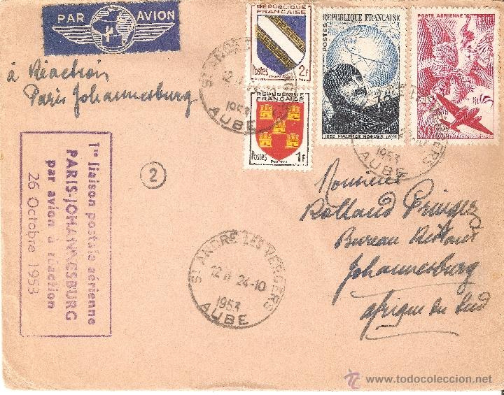 Briefmarken: Primer vuelo Paris Johannesburg 1953