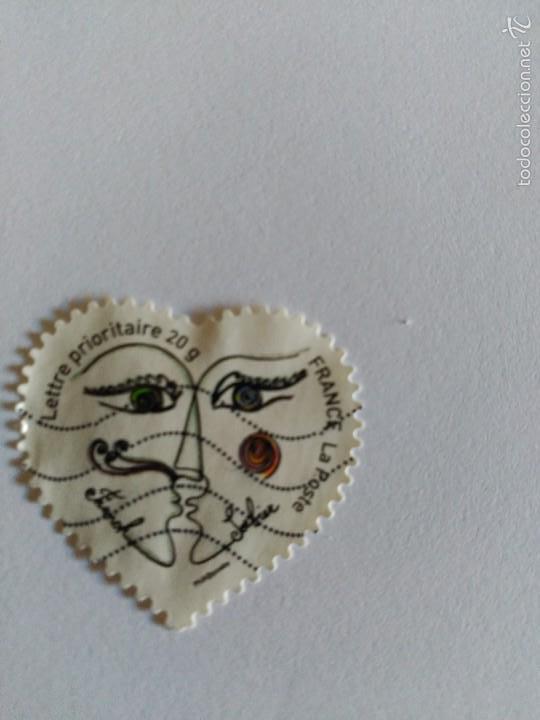 Sellos: Sello con forma de coraz&oacute;n, lletre, usado. - Foto 1