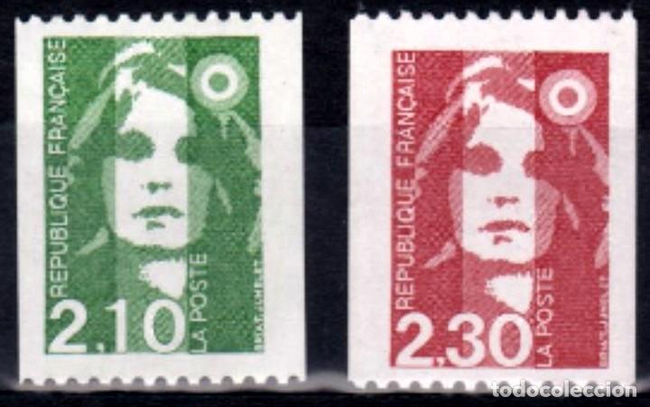 Sellos: FRANCIA 1990 - MARIANNE DEL BICENTENARIO - DE ROULETTES - YVERT 2627-2628**