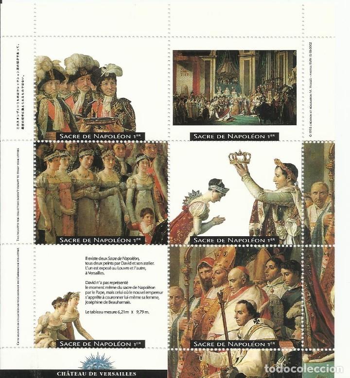 Sellos: Chateau de Versailles. Sacre de Napol&eacute;on 1er. 1995. 6 sellos en hoja . Buen estado. 14,5x13 cm.