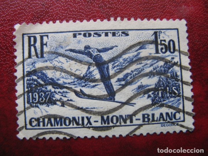 Sellos: -francia 1937, campeonatos internacionales de ski, Yvert 334
