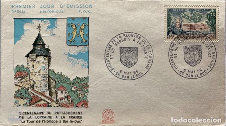 Francobolli: SOBRE PRIMER DIA.FRANCIA.BICENTENAIRE REUNION DE LA LORRAINE BARROIS A LA FRANCE.BAR LE DUC,1966