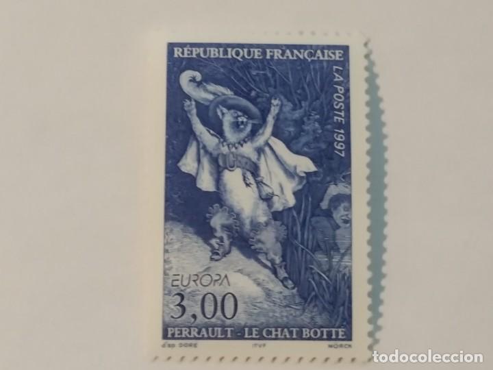Stamps: Sello La Poste. Republique Fran&ccedil;aise. 3,00 F. Perrault. Le chat botte. 1997