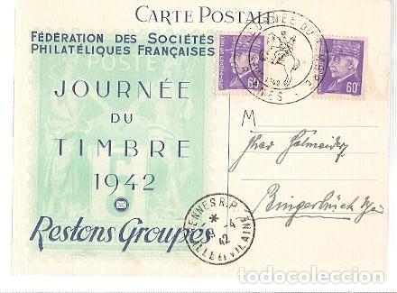 Sellos: Francia & Federaci&oacute;n de Sociedades Filat&eacute;licas Francesas, D&iacute;a del Sello, Rennes 1942 (67868)