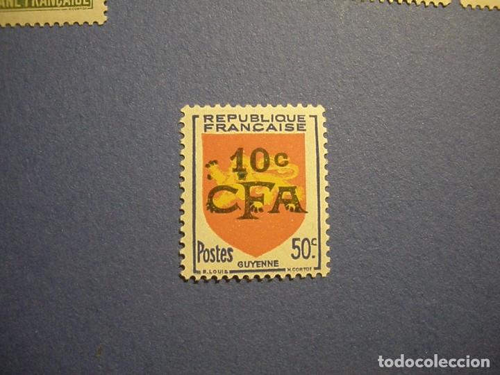 Sellos: FRANCIA - GUYENNE - ESCUDO - LE&Oacute;N - SOBRECARGA CFA. - Foto 1