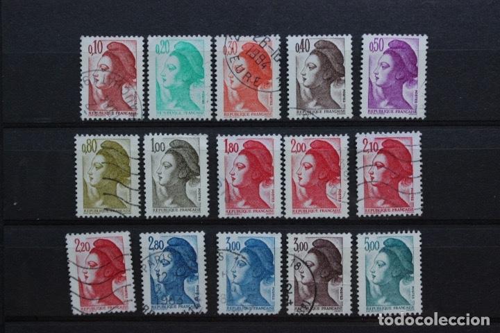 Briefmarken: 15 sellos serie Marianne Gandon 1982 alegoria de la republica Francia