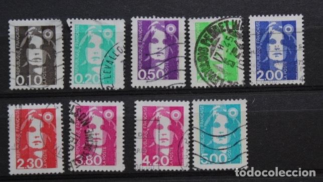 Briefmarken: 9 sellos serie Marianne Briat Jumelet 1990 alegoria de la republica Francia