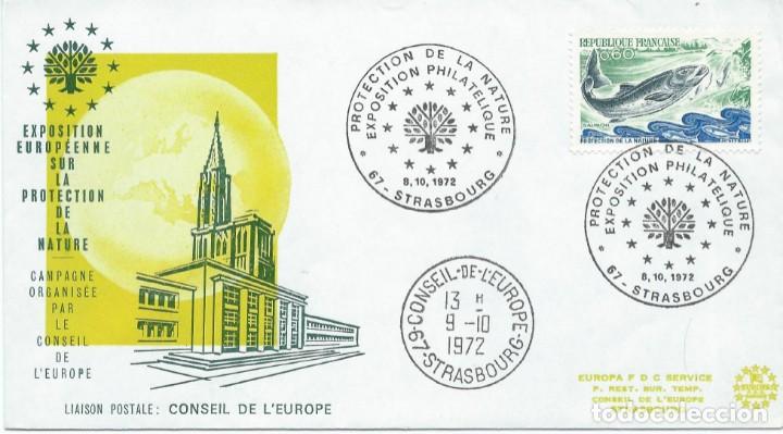 Sellos: 1972. FRANCIA/FRANCE. MATASELLOS. EXP. FILAT&Eacute;LICA PROTECCI&Oacute;N DE LA NATURALEZA. YVERT 1693. SALM&Oacute;N.