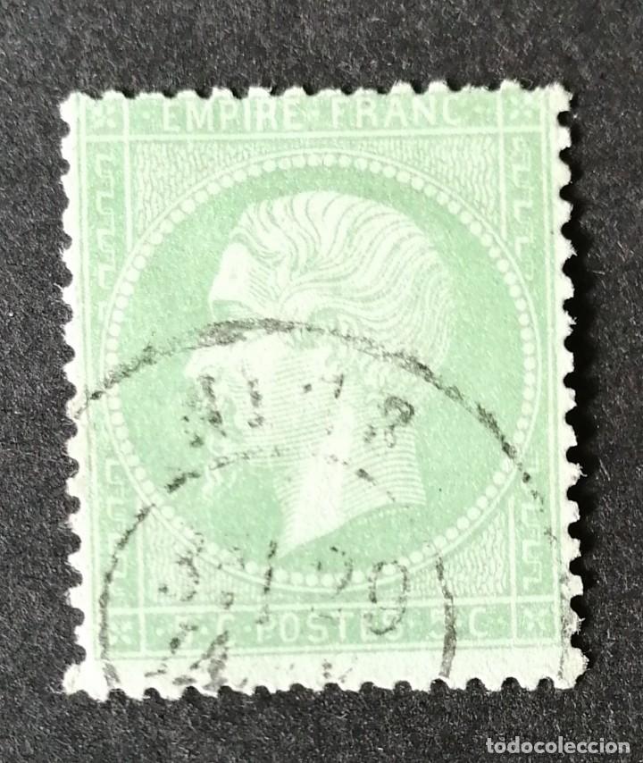 Stamps: FRANCIA.1871 YVERT N&ordm; 35. MATASELLO DE FECHAS. 5 CTS VERDE . TIPO NAPOLE&Oacute;N.