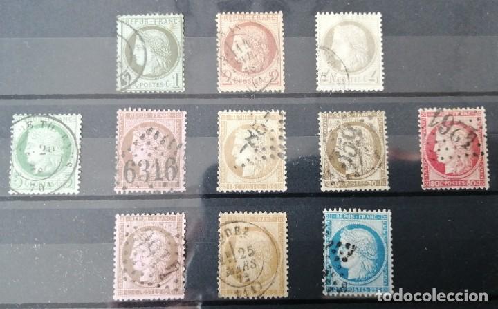 Sellos: FRANCIA.1872 YVERT N&ordm; 50/60. MATASELLOS DIVERSOS . TIPO CERES.