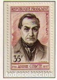 Sellos: FRANCIA 1957 - CENTENARIO DE AUGUSTE COMTE - YVERT N&ordm; 1121** - Foto 1
