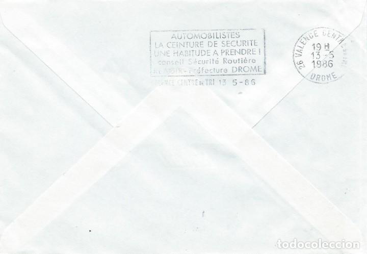 Sellos: 1986. FRANCIA/FRANCE. RODILLO/SLOGAN. SEGURIDAD VIAL - CINTUR&Oacute;N DE SEGURIDAD. SOBRE CIRCULADO.