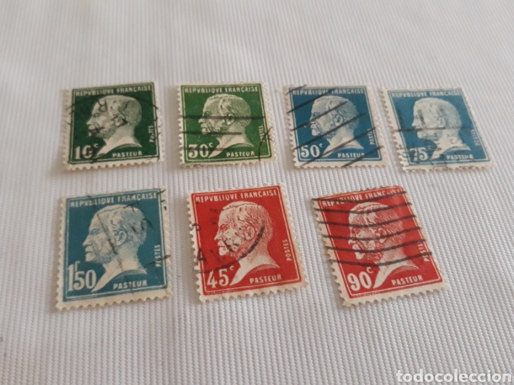 Sellos: Francia 7 sellos tipo Pasteur USADOS - Foto 1