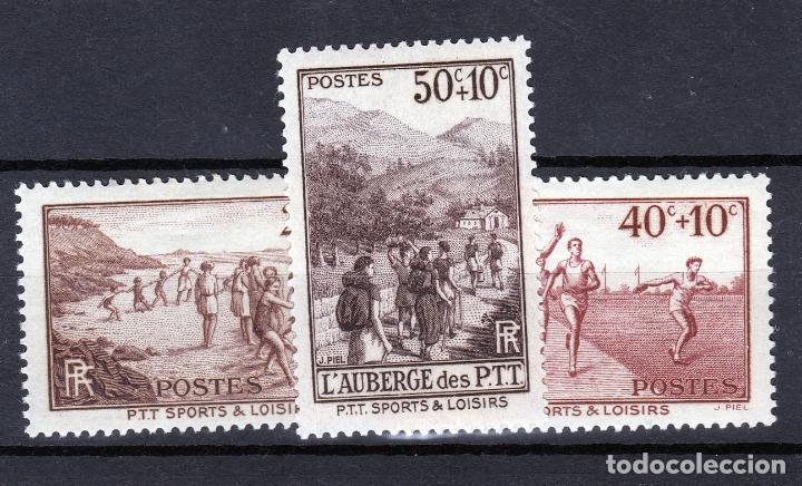Briefmarken: FRANCIA.- N&ordm; 345/47 DEPORTES NUEVOS CON HUELLA DE CHARNELA.