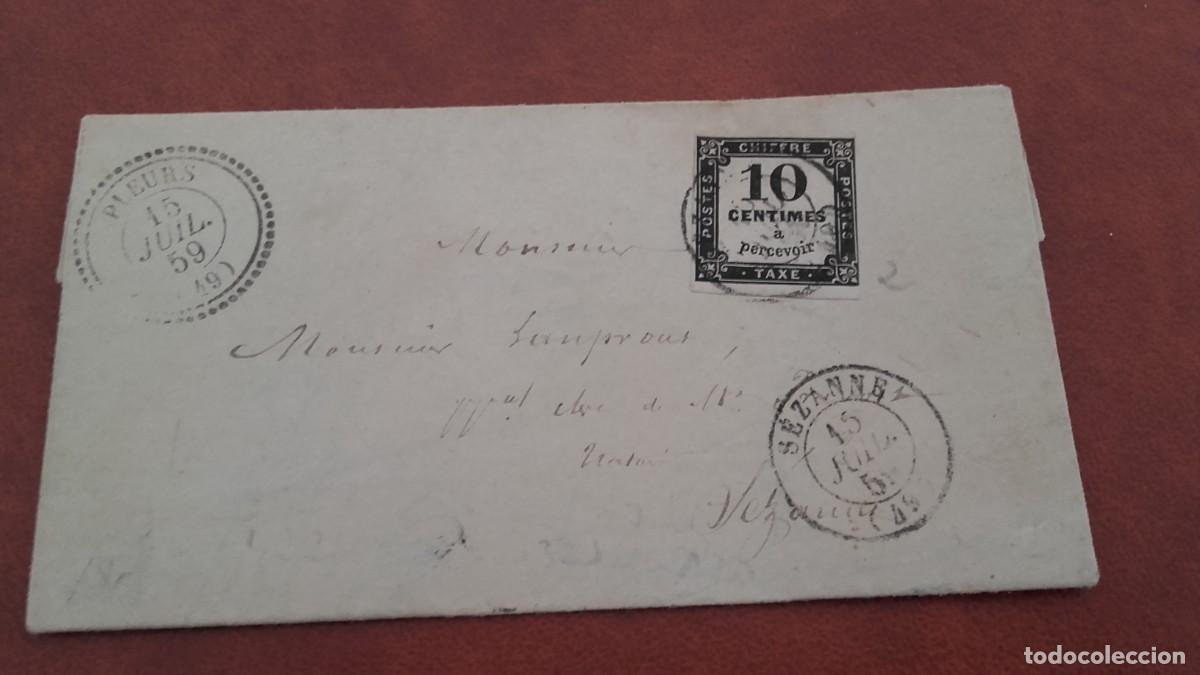 Briefmarken: Stamps : ancien timbre non dentel&egrave; Taxe 10 centimes a p&egrave;rcevoir sur lettre avec courrier