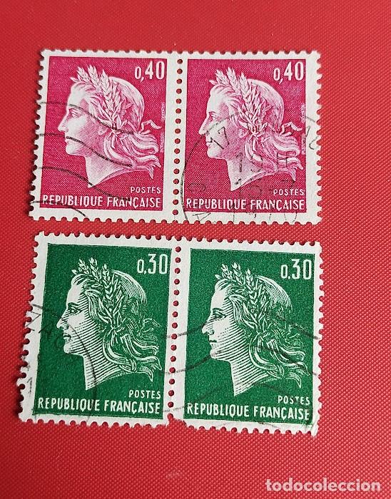 Sellos: 4 Sellos de Francia1969 Marianne de Cheffer