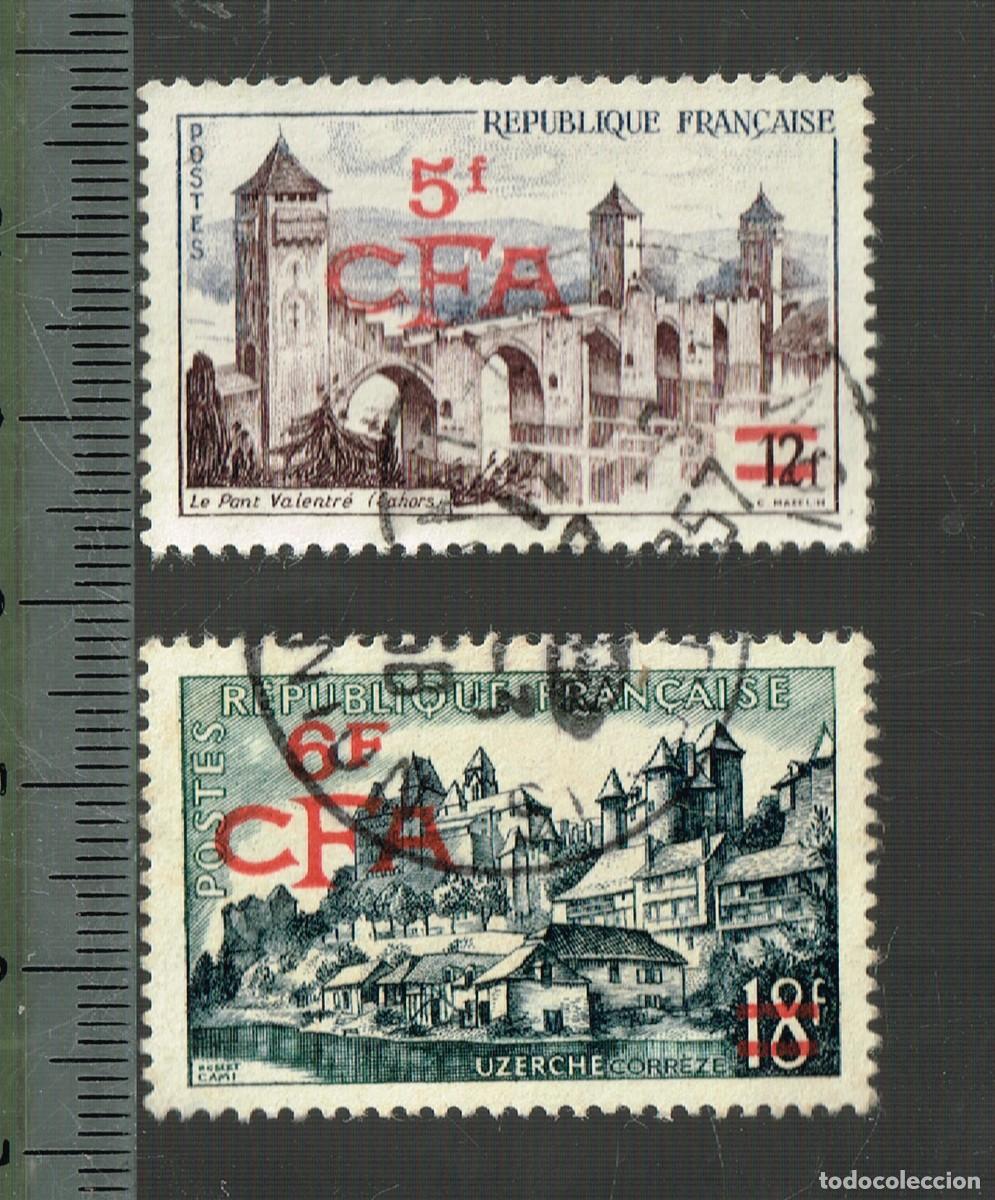 Timbres: 2 SELLOS STAMPS SOBREIMPRESOS OVERPRINTED REPUBLIQUE FRAN&Ccedil;AISE 12 Y 18 FRANCOS A 5 Y 6 CFA Ref.212