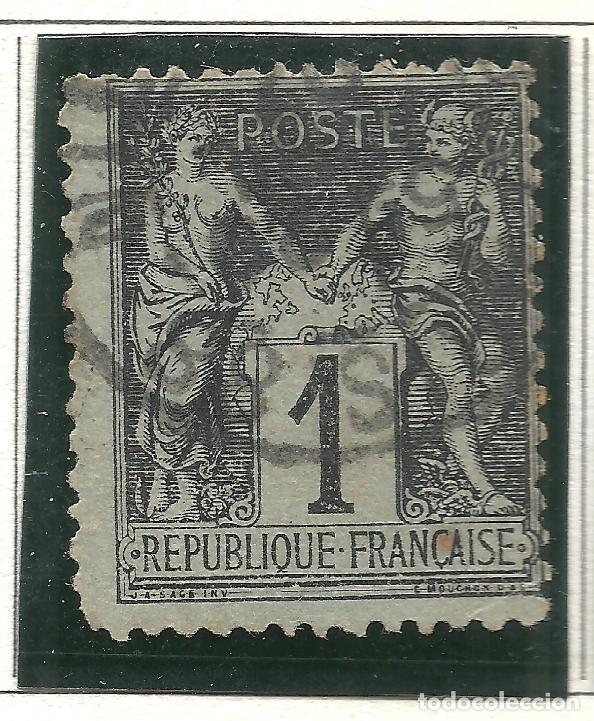 Briefmarken: SELLO FRANCIA YVERT 83 A&Ntilde;O 1877-80 USADO FIJASELLOS NOIR S BLEU