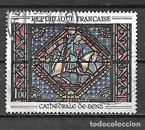 Sellos: 1965: Ventanal Catedral de Sens (usado) - Foto 1