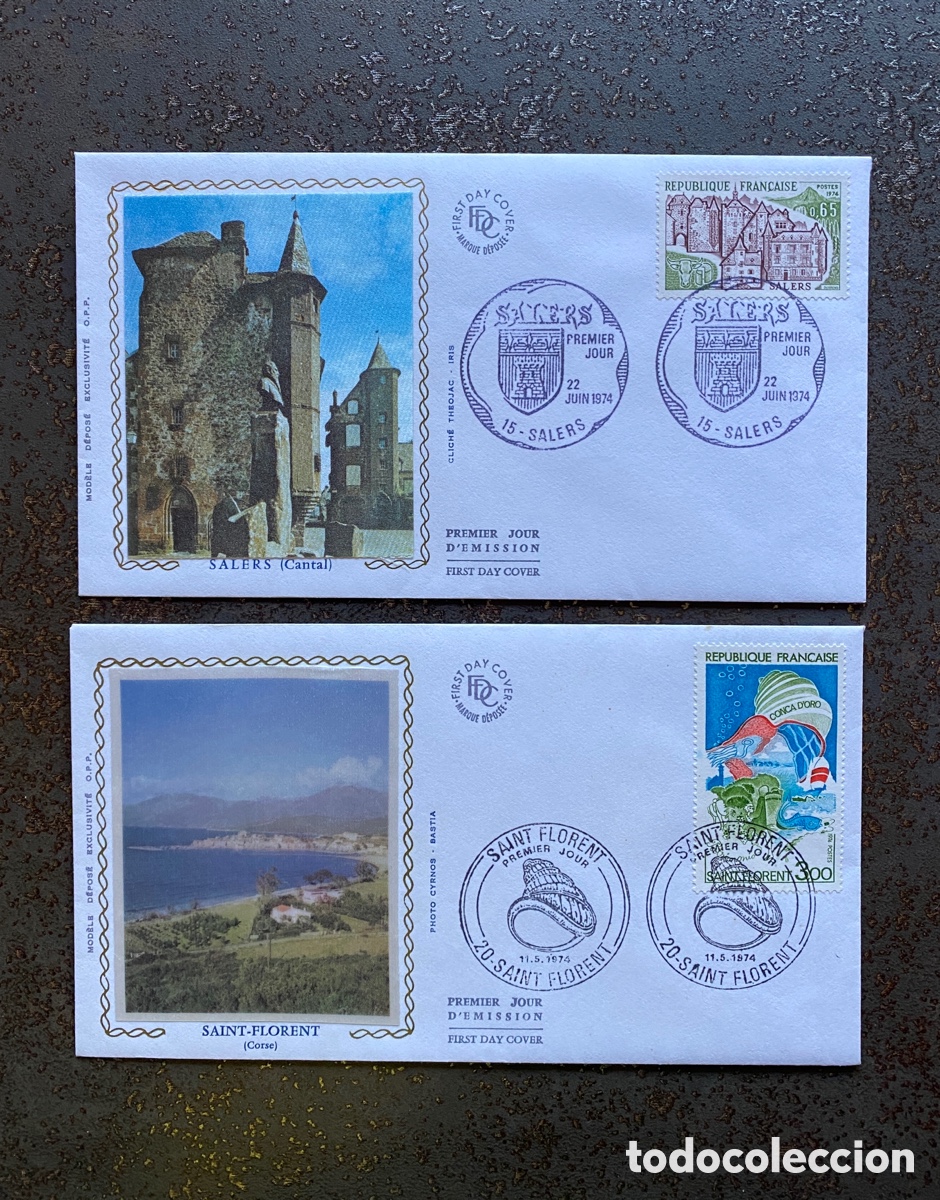Sellos: Sellos, SPD, de Francia 1974 Yvert 1793/94 Edificios - Foto 1