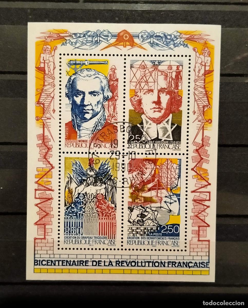 Stamps: Francia 1990 Yvert BF 12 (2667 - 2670) Matasellado Hoja Bloque Bicentenario Revoluci&oacute;n Francesa