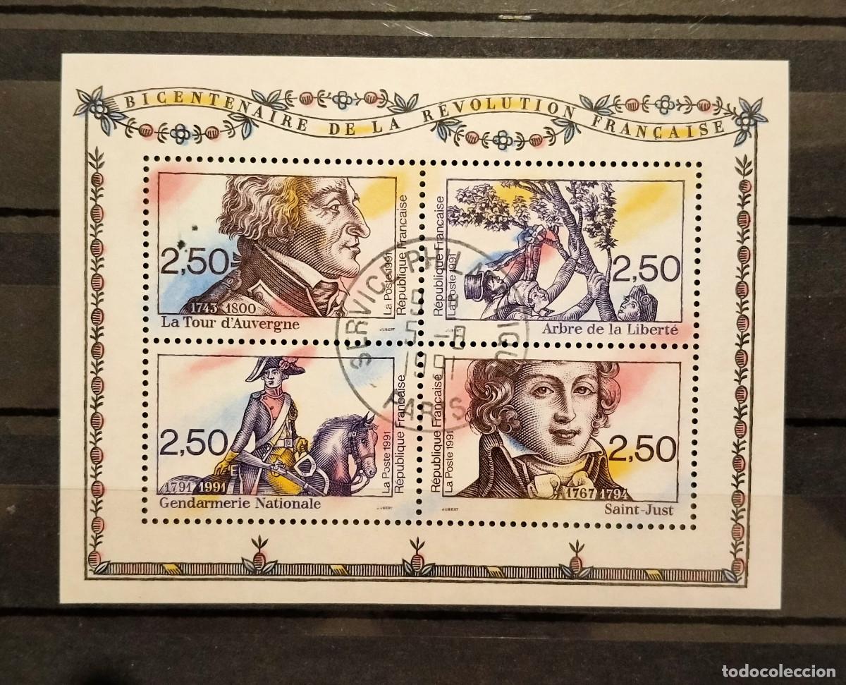 Stamps: Francia 1991 Yvert BF 13 (2700 - 2703) Matasellado Hoja Bloque Bicentenario Revoluci&oacute;n Francesa
