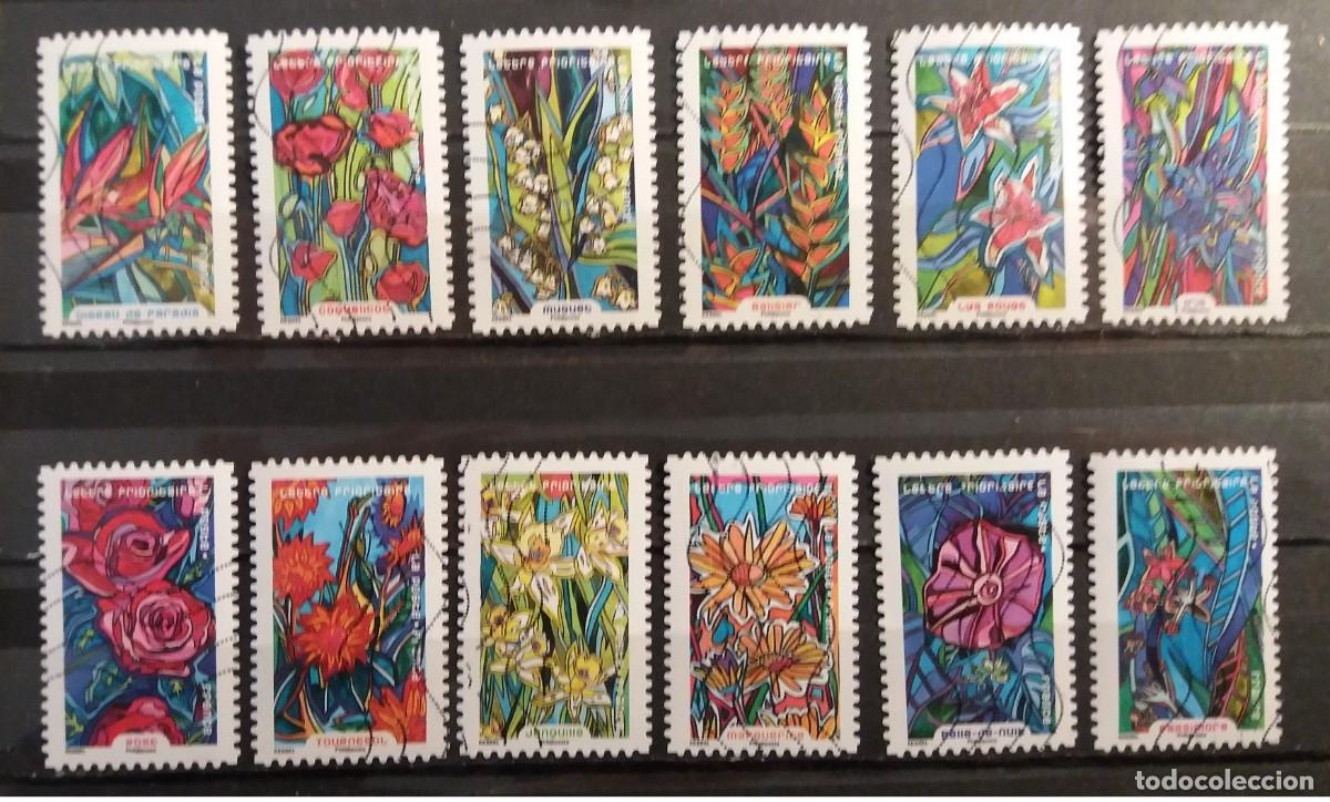 Sellos: Serie Flores de Francia sellos adhesivos 2016 Yvert AD 1300 al 1311 art 2