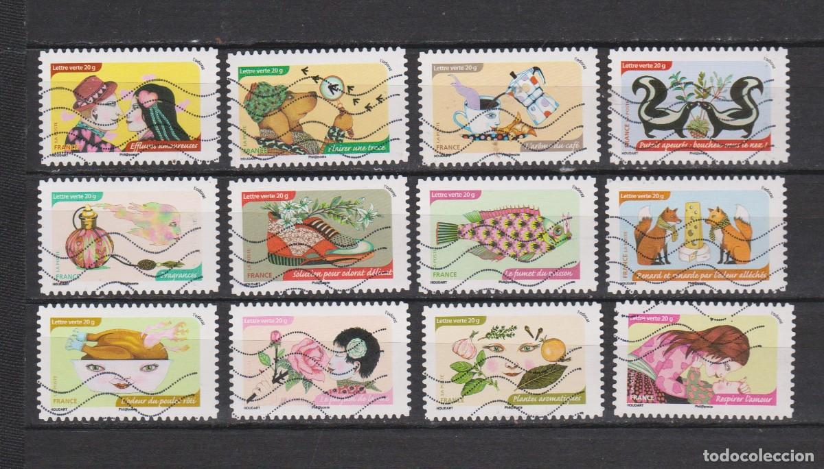 Stamps: 2014 SerieEl sentido del olfato de Francia Adhesiva sellos usados Yvert AD 1033 al 1044 art 7