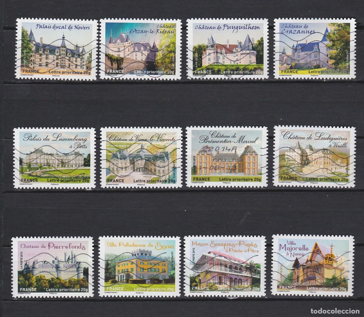 Selos: 2012 SERIE CASTILLOS DE FRANCIA ADHESIVA SELLOS USADOS YVERT AD 726 AL 737 ART 2
