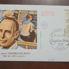 Sellos: P) 1979 FRANCE, PAINTING BY CHAPELAIN MIDY, PAINTER, FDC, XF