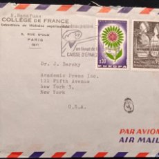 Sellos: DM)1966, FRANCE, LETTER SENT TO U.S.A, AIR MAIL, WITH ”EUROPA” ISSUE STAMPS, COMMON DESIGN, TOURISM,