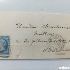 Sellos: FRANCIA,1867,CARTA ENVIADA A BORDEAUX,IMPERIO FRANCÉS,CANCELADOR FANCY