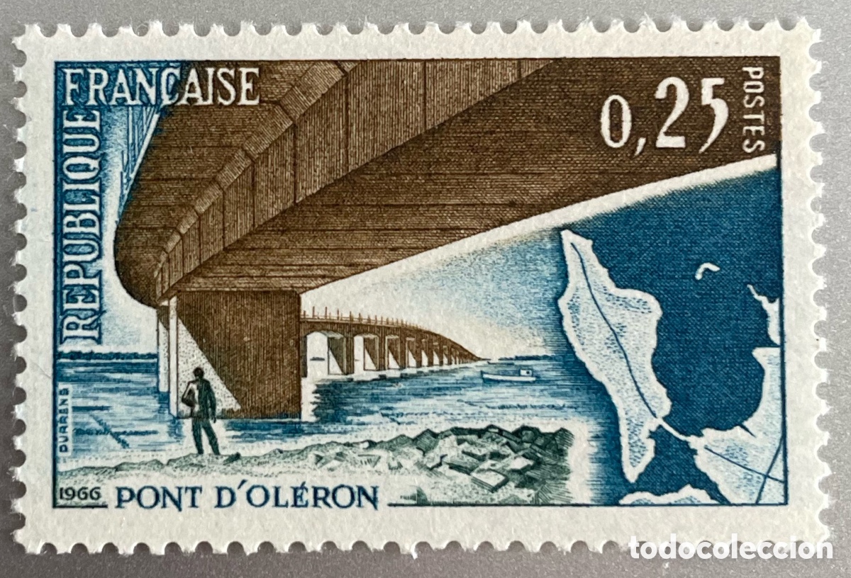 Sellos: Francia. Puente de Oleron. 1966 - Foto 1