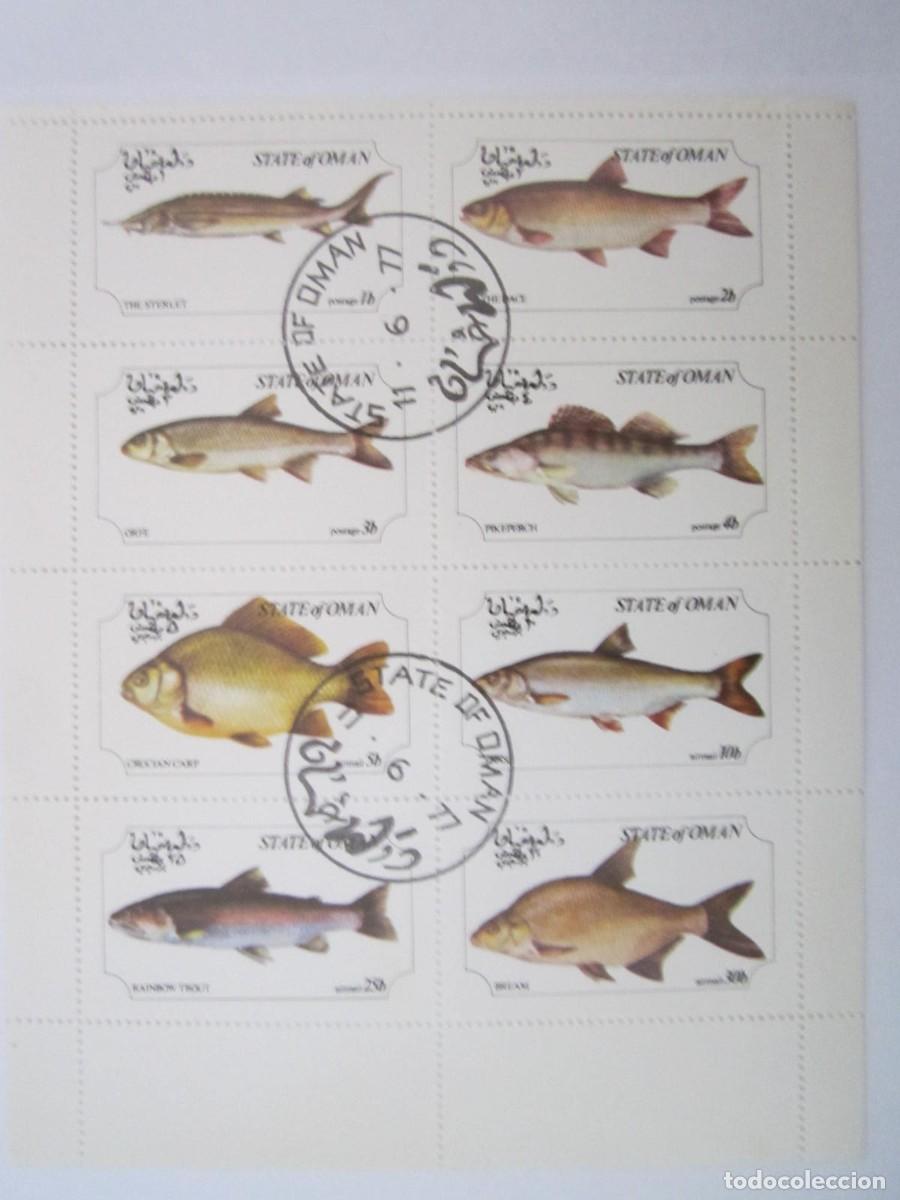 Francobolli: BLOQUE CON 8 SELLOS OMAN PECES