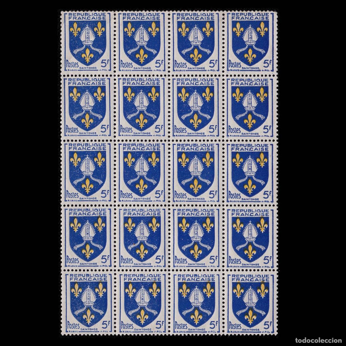 Briefmarken: FRANCE.1954.ARMS SAINTONGE 5fr. Blc 20 .MNH.YVERT 1005