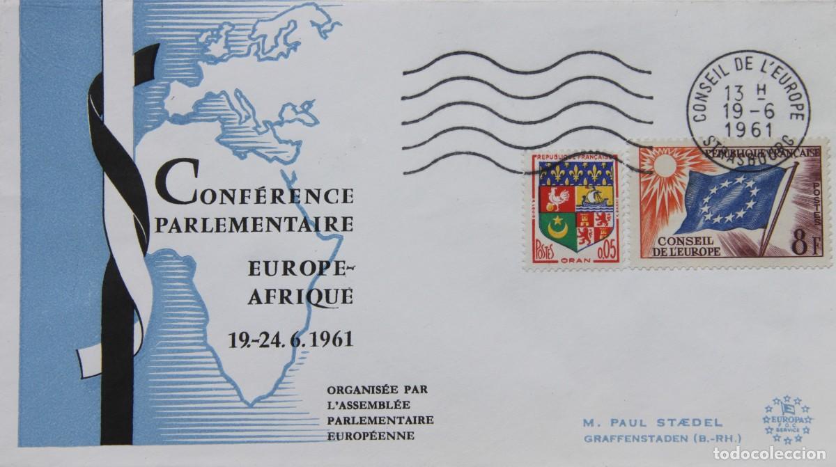 Stamps: CONSEIL DE L'EUROPE/CONFERENCE EUROPE-AFRIQUE 19/6/1961: SOBRE MATASELLOS PRIMER DIA