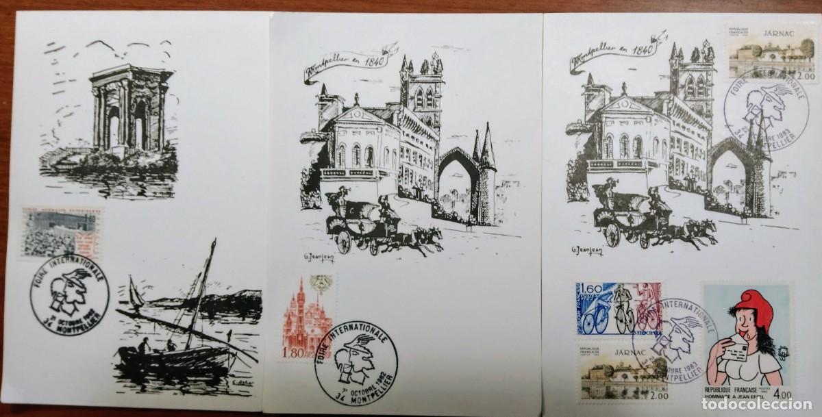 Sellos: TARJETAS MONTPELLIER CON SELLO Y MATASELLOS FOIRE INTERNACIONALE