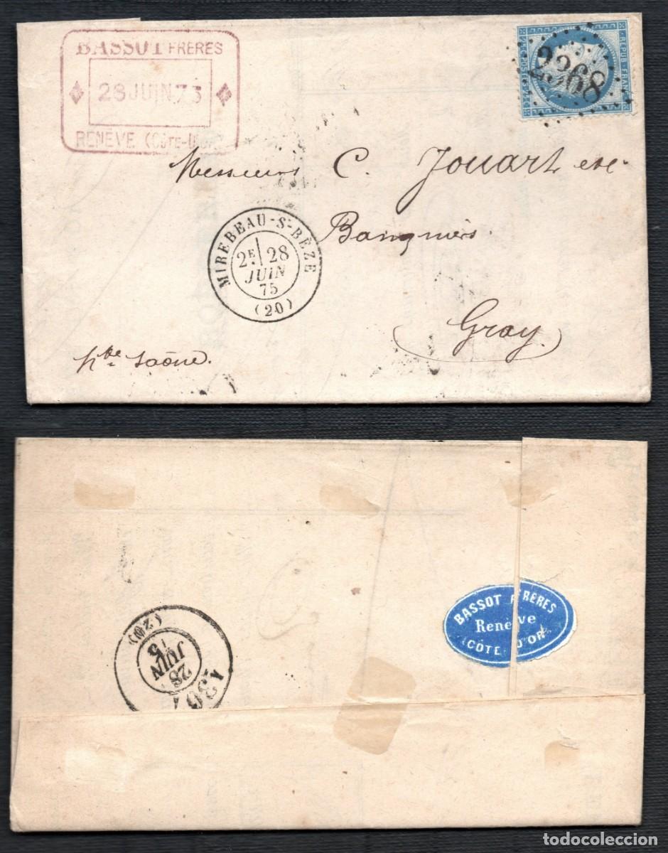 Sellos: FRANCIA. 1875. MIREBAU A GRAY - Foto 1