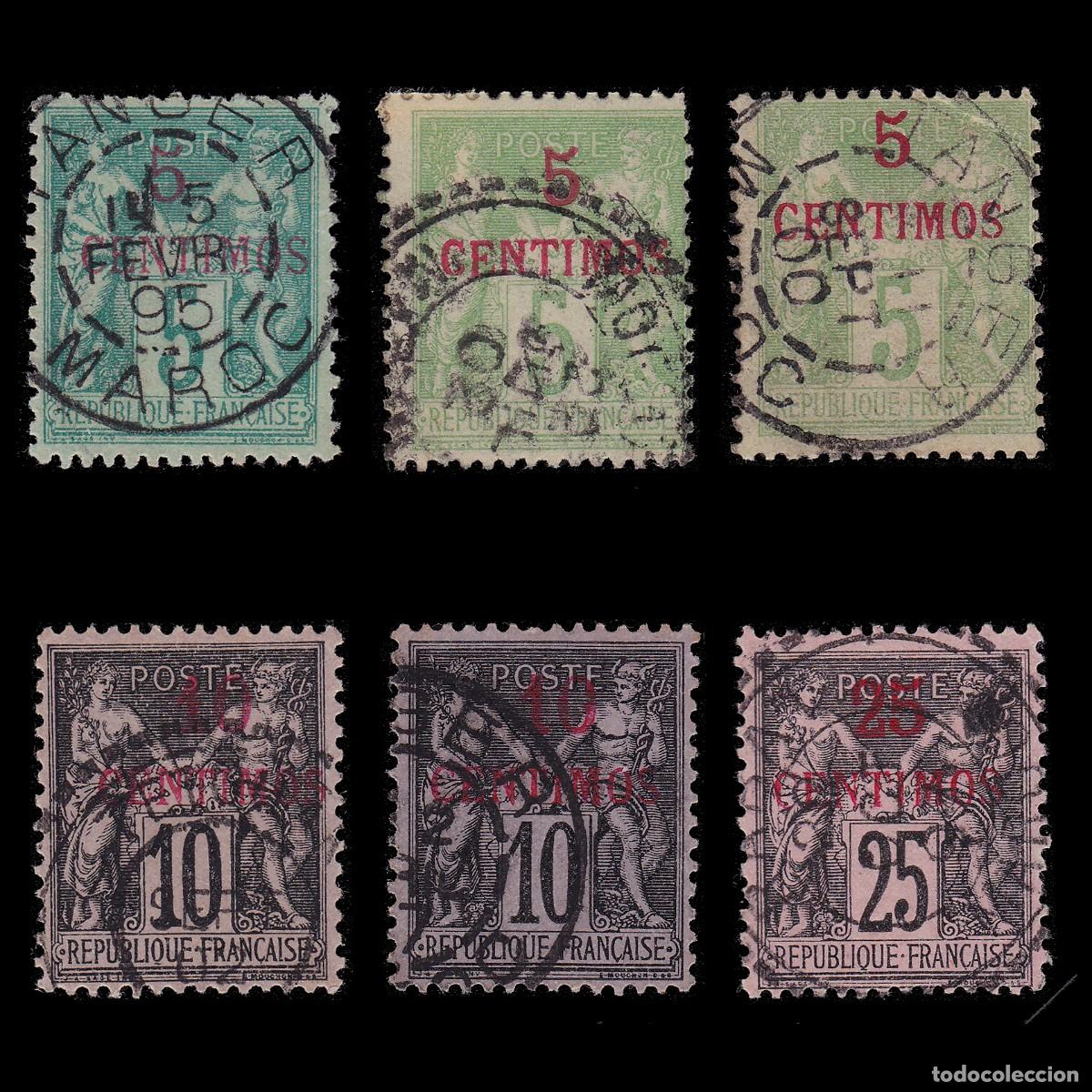 Briefmarken: FRENCH OFFICES MORROCO.1891-00.USED. YVERT 1-2-2A-3-3A-5