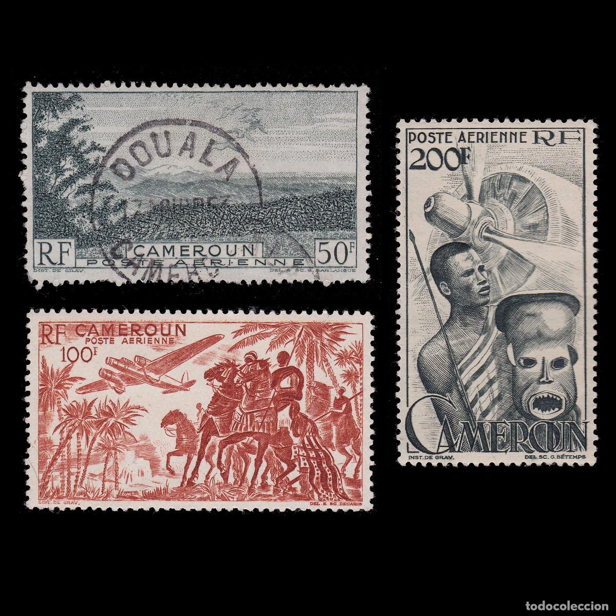 Briefmarken: FRENCH CAMEROUN. AIR POST 1947. USED-NEW SCOTT C26-C28 + GIF