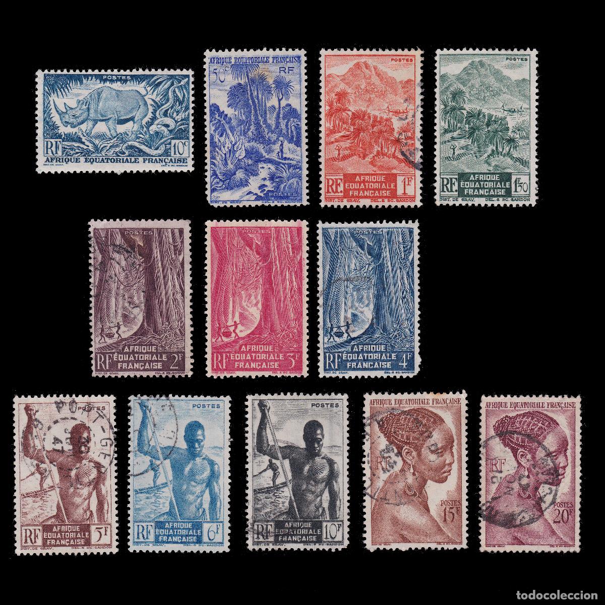 Selos: FRENCH EQUATORIAL AFRICA 1946 12 stamps USED + GIFT