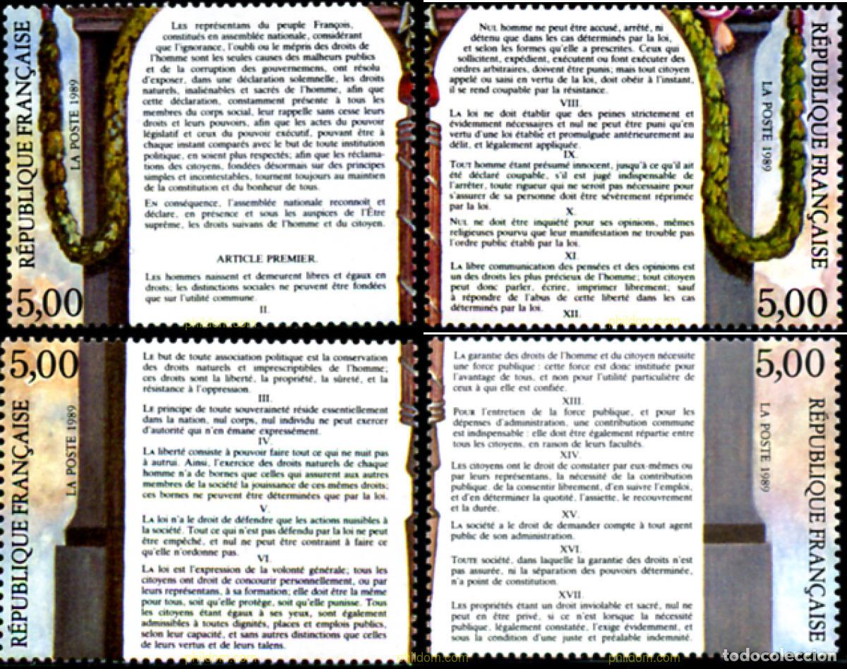 Timbres: 244778 MNH FRANCIA 1989 BICENTENARIO DE LA REVOLUCION Y DE LA DECLARACION DE LOS DERECHOS DEL HOMBR