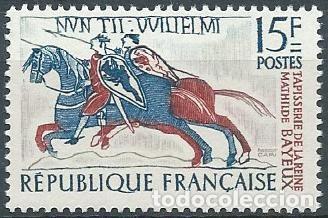Sellos: 1958. FRANCIA/FRANCE. YVERT 1172**MNH. TAPICER&Iacute;A REINA MATILDE. ARTESAN&Iacute;A. CABALLOS. HISTORIA.