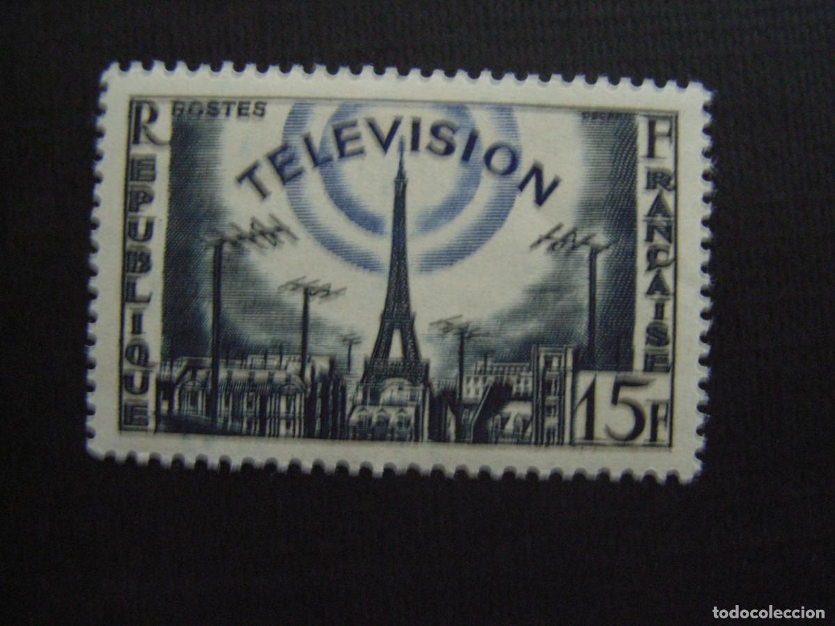 Sellos: FRANCIA N&ordm; YVERT 1022**A&Ntilde;O 1955. LA TELEVISION.TORRE EIFFEL Y ANTENAS. SELLO CON CHARNELA