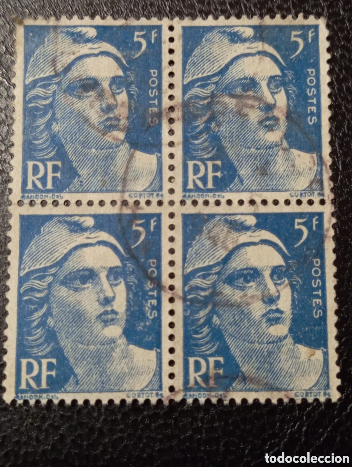 Timbres: Bloque x 4 FRANCIA 1947 , 5 francos, Marianne , type Gandon