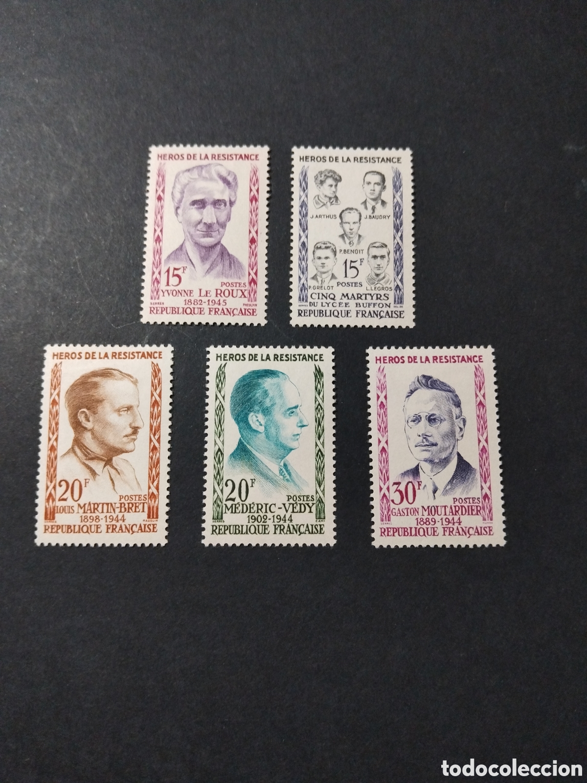 Timbres: Francia. 1959. H&eacute;roes de la resistencia.
