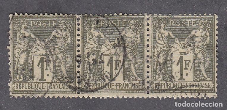 Francobolli: FRANCE Yvert n&deg; 72 oblit&eacute;r&eacute; type sage bande de 3