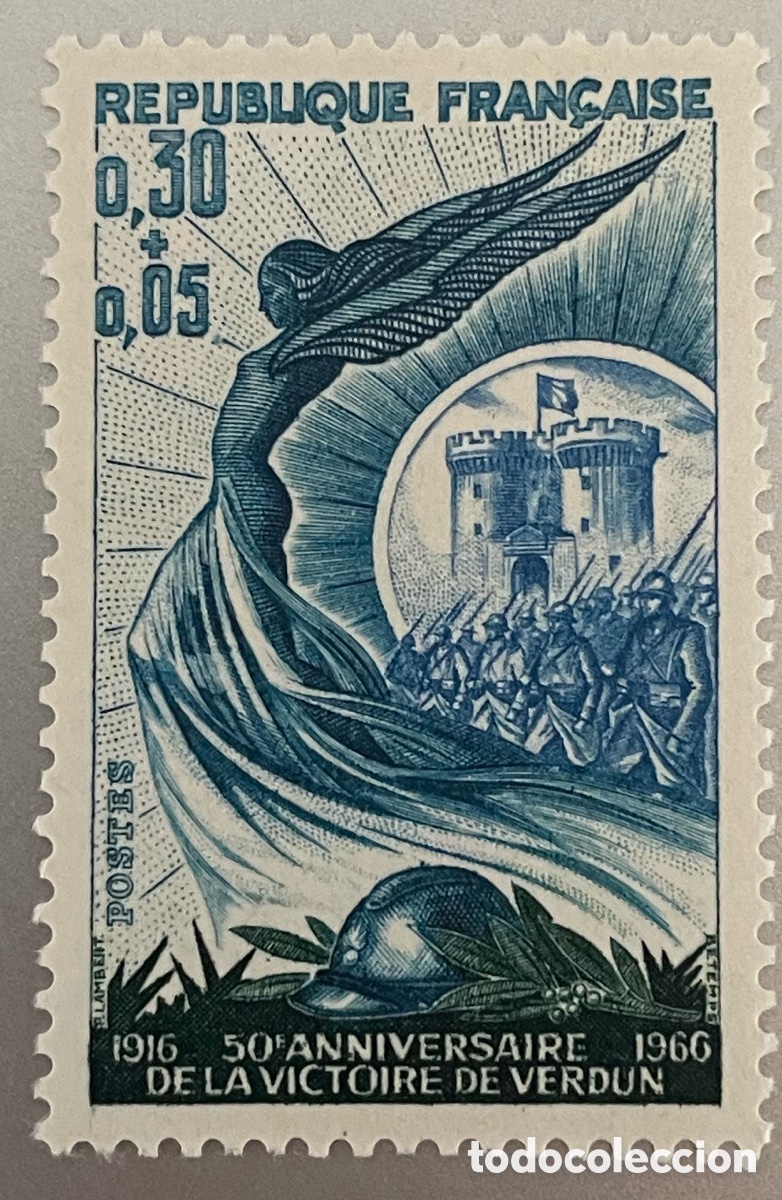 Sellos: Francia. Victoria de Verdun. 1966 - Foto 1