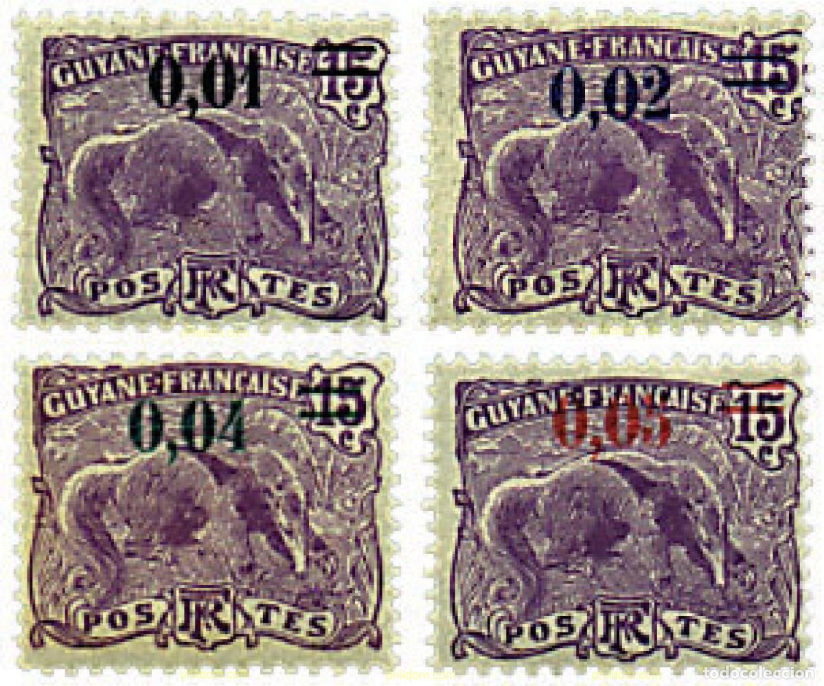 Selos: 596432 HINGED GUYANA FRANCESA 1922 OSO HORMIGUERO