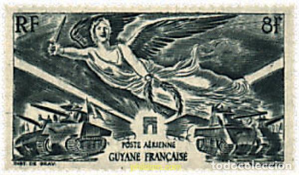 Selos: 344449 HINGED GUYANA FRANCESA 1946 ANIVERSARIO DE LA VICTORIA